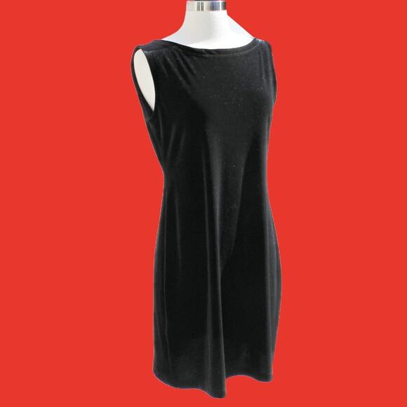 Allen Allen USA Women's Black Velvet Dress Sleeveless Holiday Festive Size M - Picture 1 of 13